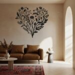 Heart Shaped Floral Metal Wall Art