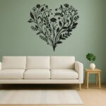 Heart Shaped Floral Metal Wall Art