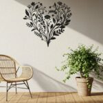 Heart Shaped Floral Metal Wall Art