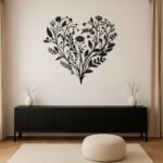 Heart Shaped Floral Metal Wall Art