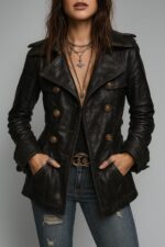 Vintage Black Faux Leather Jacket