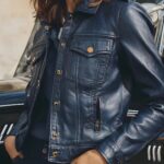 Handmade Navy Blue Leather Jacket