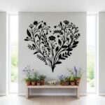 Heart Shaped Floral Metal Wall Art