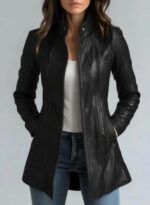 Leather Blazer Long Lapel Jacket