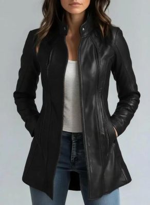 Leather Blazer Long Lapel Jacket