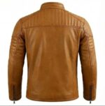 Handmade Tan Leather Biker Jacket