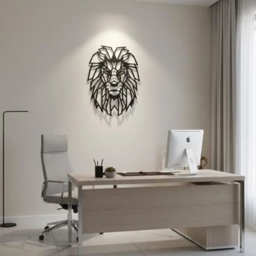 Laser Cut Lion Head Metal Wall Art