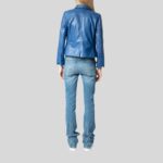 Women’s Blue Lambskin Leather Jacket