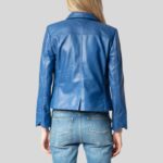 Women’s Blue Lambskin Leather Jacket