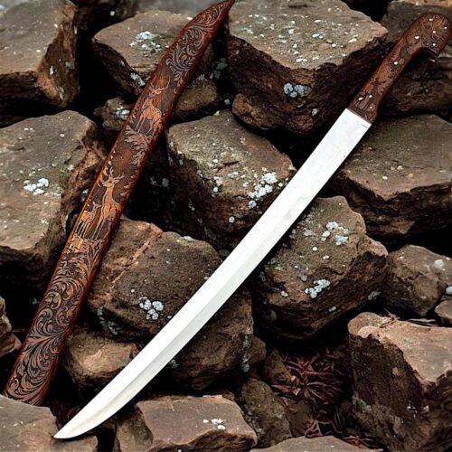 Hand Forged Deer Engraved Sword